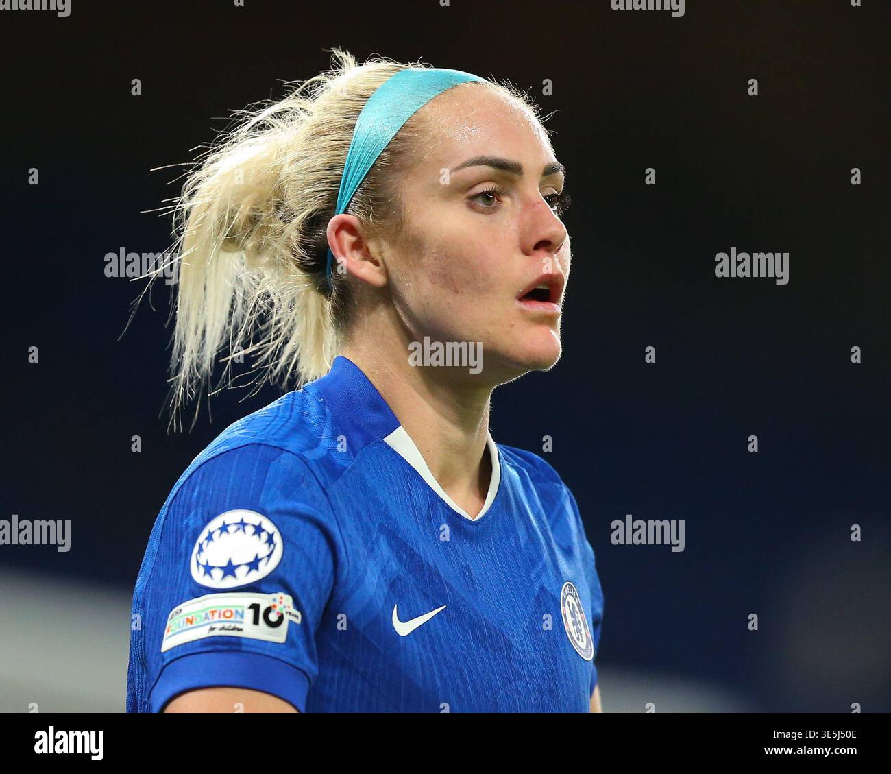 Londra, Regno Unito. 1 aprile 2026. LONDRA, INGHILTERRA - 1 APRILE: Ellie Carpenter del Chelsea durante la partita di secondo livello della UEFA Womens Champions League 2025/26 tra Chelsea e Arsenal allo Stamford Bridge il 1° aprile 2026 a Londra, Inghilterra. Credito: SPP Sport Press Photo. /Alamy Live News Foto Stock