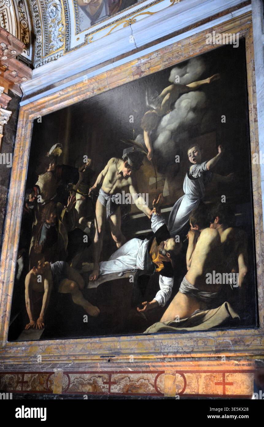 Roma, Italia 09.02.2019: Il Martirio di San Matteo Caravaggio dipinti nella Cappella Contarelli Roma Italia San Luigi dei francesi Foto Stock