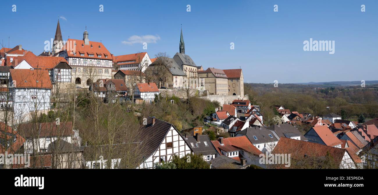 Vista della città vecchia di Warburg, Renania settentrionale-Vestfalia, Germania, Europa Foto Stock