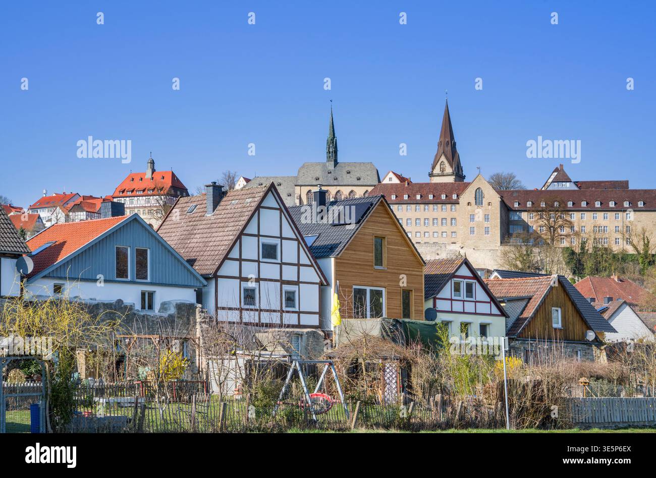 Vista della città vecchia di Warburg, Renania settentrionale-Vestfalia, Germania, Europa Foto Stock