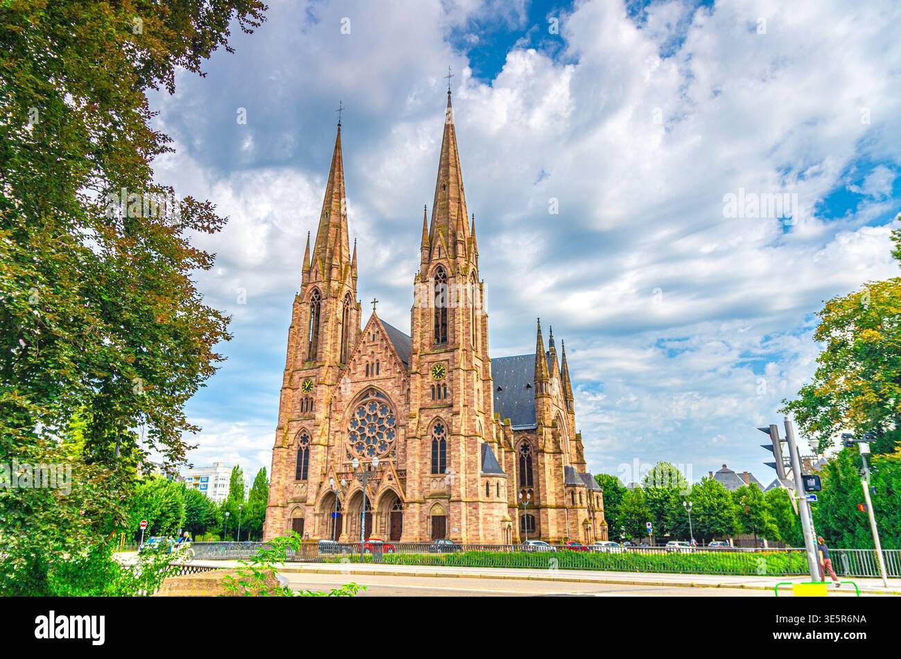Chiesa di San Paolo Eglise reformee Saint-Paul edificio in stile neogotico nel centro storico di Strasburgo, centro storico, quartiere Neustadt, Foto Stock