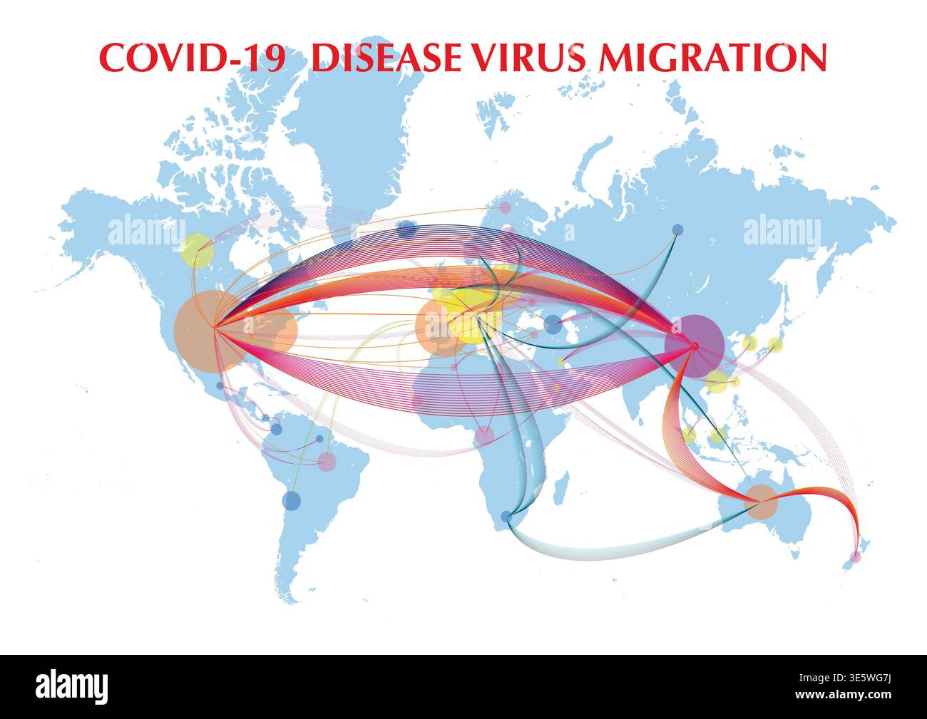 Mappa dei possibili trasporti di virus in tutto il mondo Foto Stock