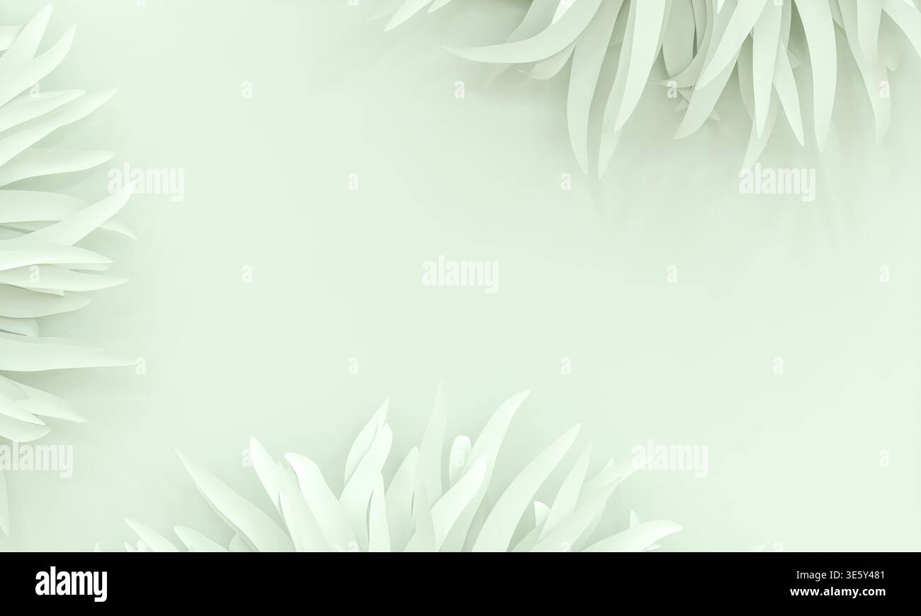 Elegante composizione botanica minimale 3 foglie verdi Foto Stock