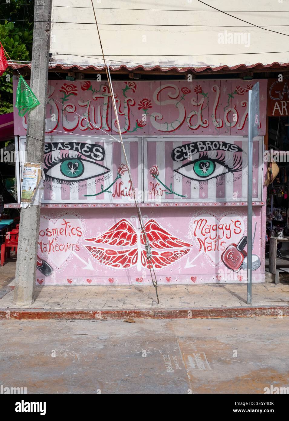 Salone di bellezza sull'Isla Mujeres Quintana Roo Mexico Foto Stock