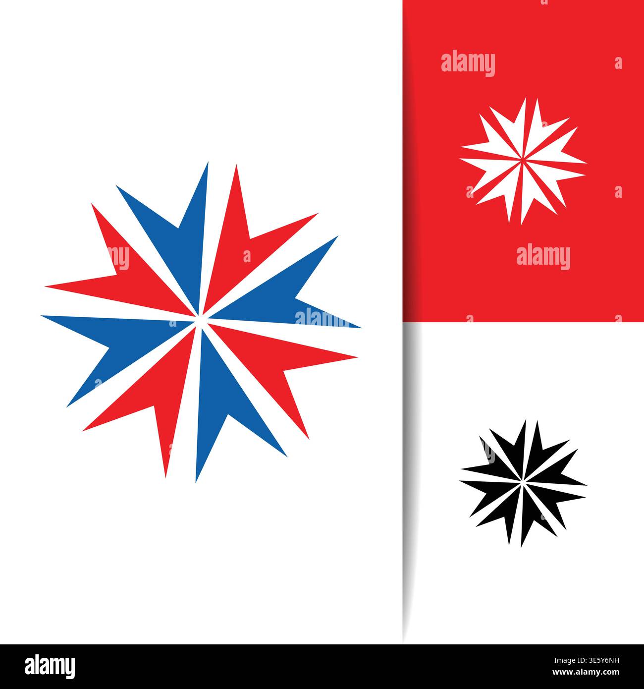 Design a forma di stella pulito e moderno con una forma geometrica nitida e una simmetria bilanciata. Perfetto per UI, Web, app, logo, sistemi di valutazione, e digitale Illustrazione Vettoriale