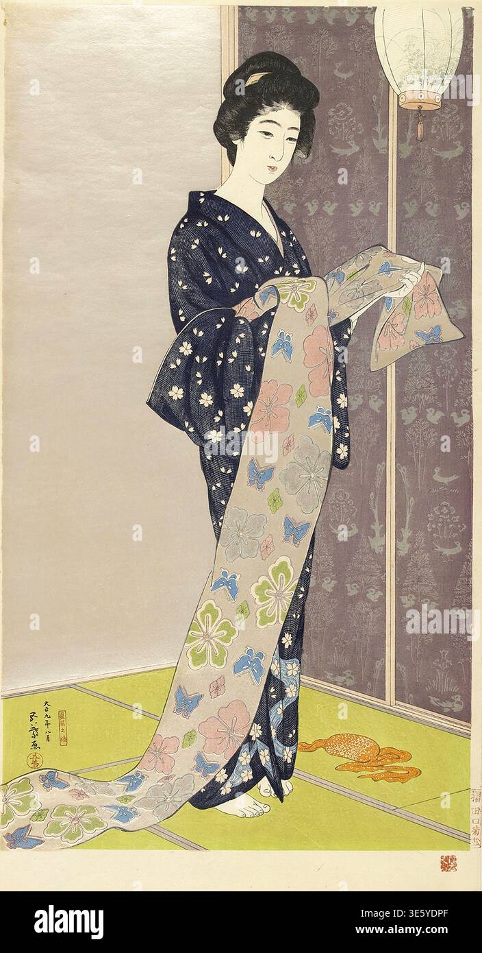 Hashiguchi Goyō Donna in un kimono estivo Foto Stock