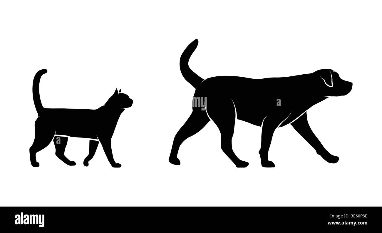 Silhouette per cani e gatti Illustrazione Vettoriale