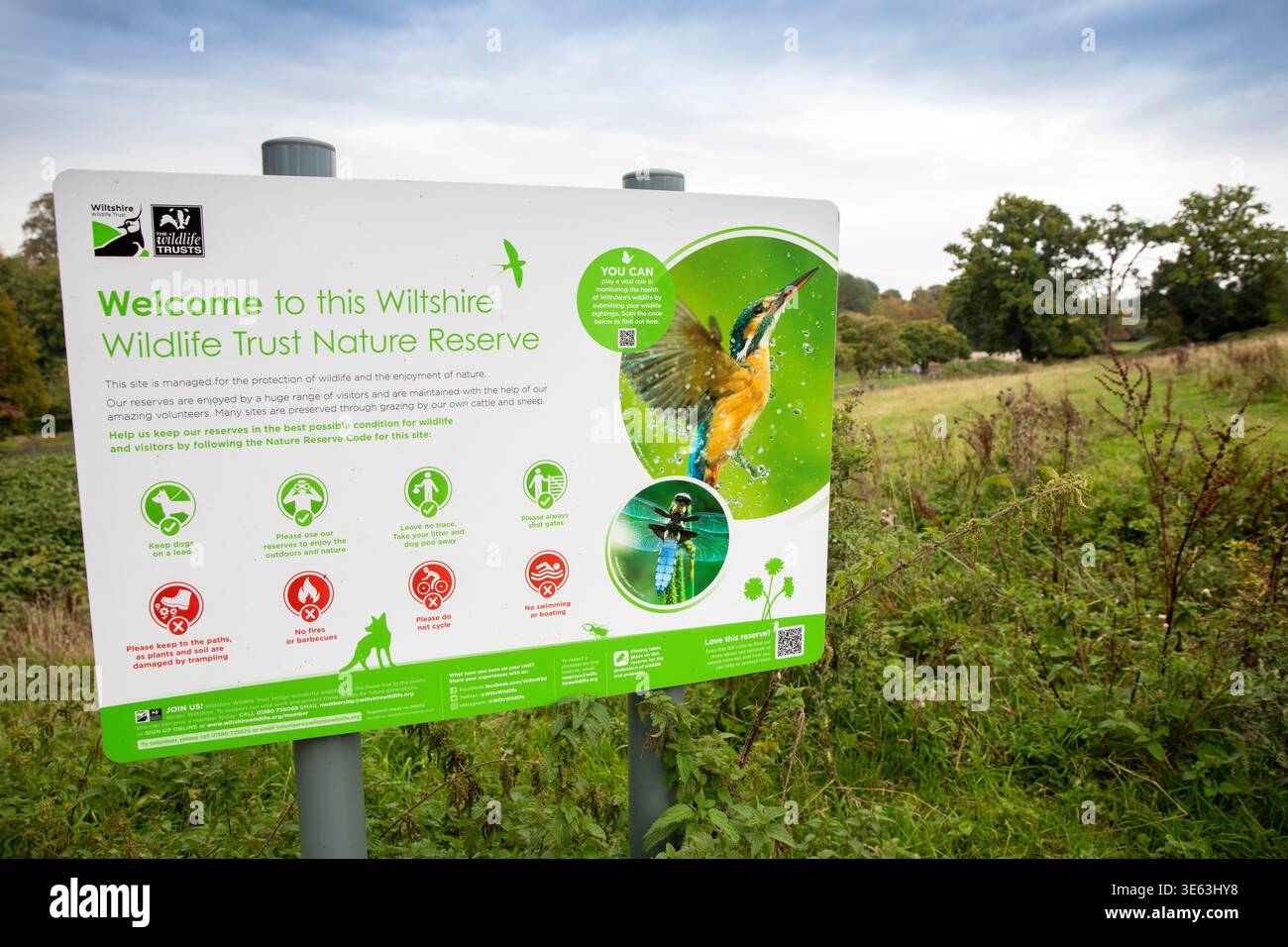Regno Unito, Inghilterra, Wiltshire, Warminster, Weymouth Street, cartello Wiltshire Wildlife Trust Nature Reserve Foto Stock