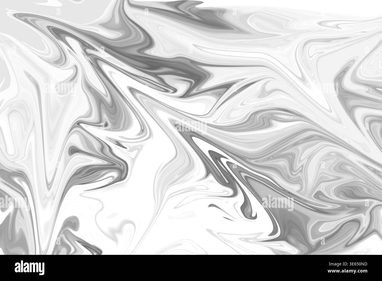 Uno sfondo astratto monocromatico con fluide vorticose vorticose tonalità di nero, bianco e grigio, che creano un motivo artistico sofisticato e senza tempo. Foto Stock