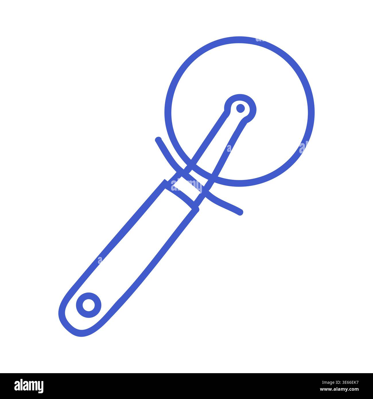 Taglierina per pizza in stile icona vettoriale lineare. Icona disegnata a mano. Illustrare l'illustrazione isolata del vettore. Illustrazione Vettoriale