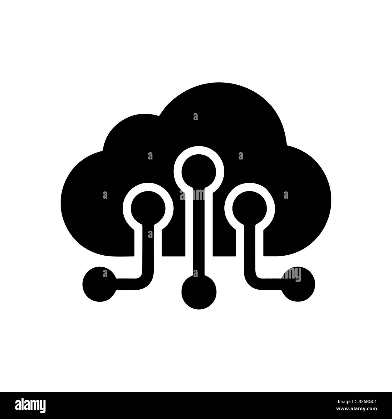 Icona di connessione della tecnologia cloud, computing, data center, vettore pieno Illustrazione Vettoriale