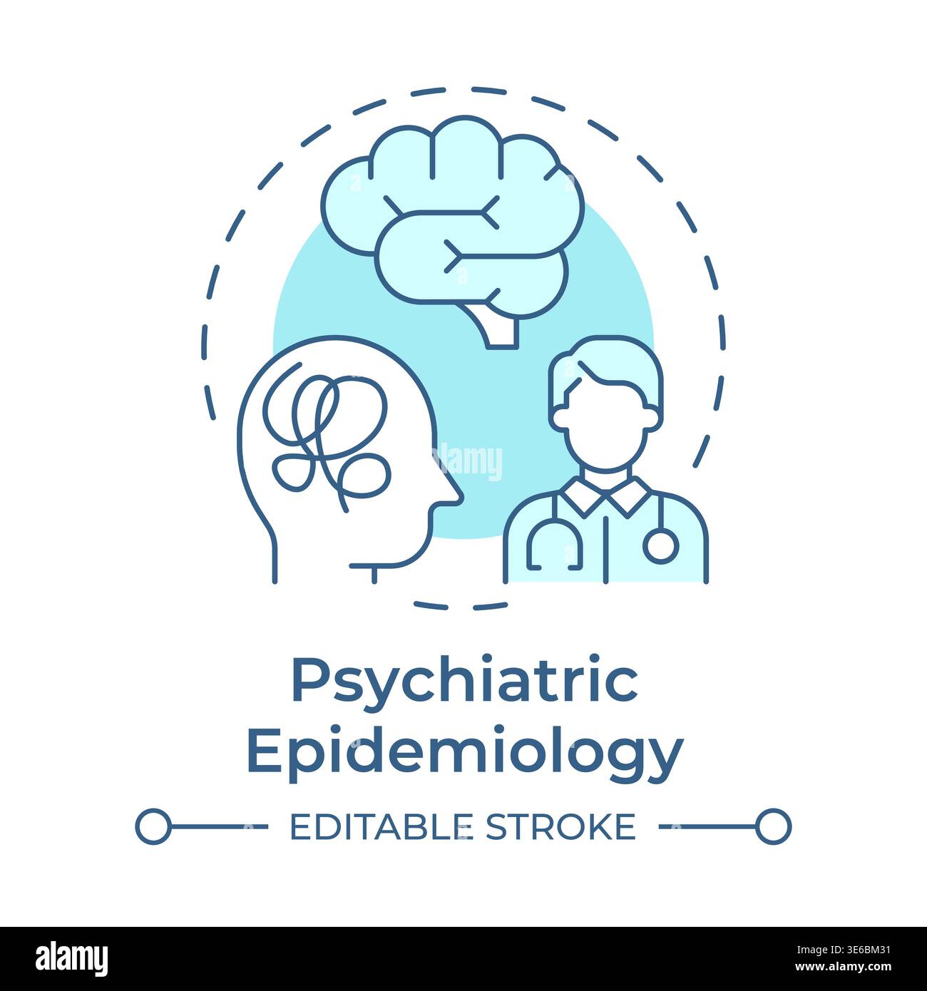Icona Concept blu morbido epidemiologia psichiatrica Illustrazione Vettoriale