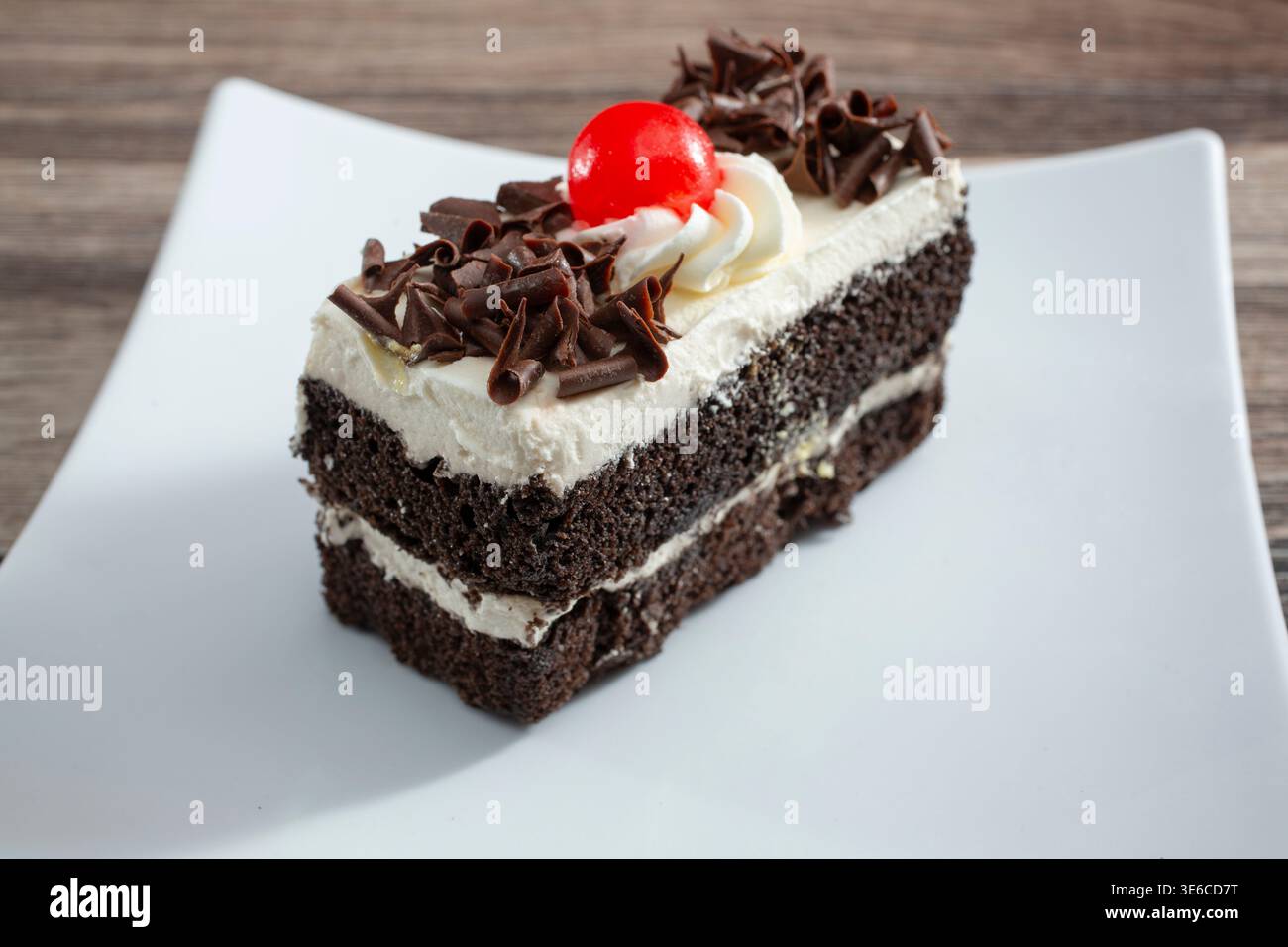 Vista di una fetta di torta della Foresta Nera. Foto Stock
