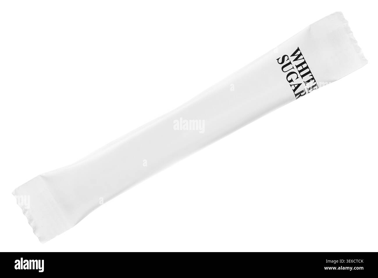 Bastoncino di carta da zucchero bianco isolato su sfondo bianco Foto Stock
