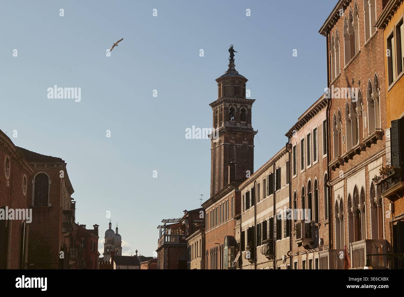 Case e campanile, Venezia, Italia Foto Stock