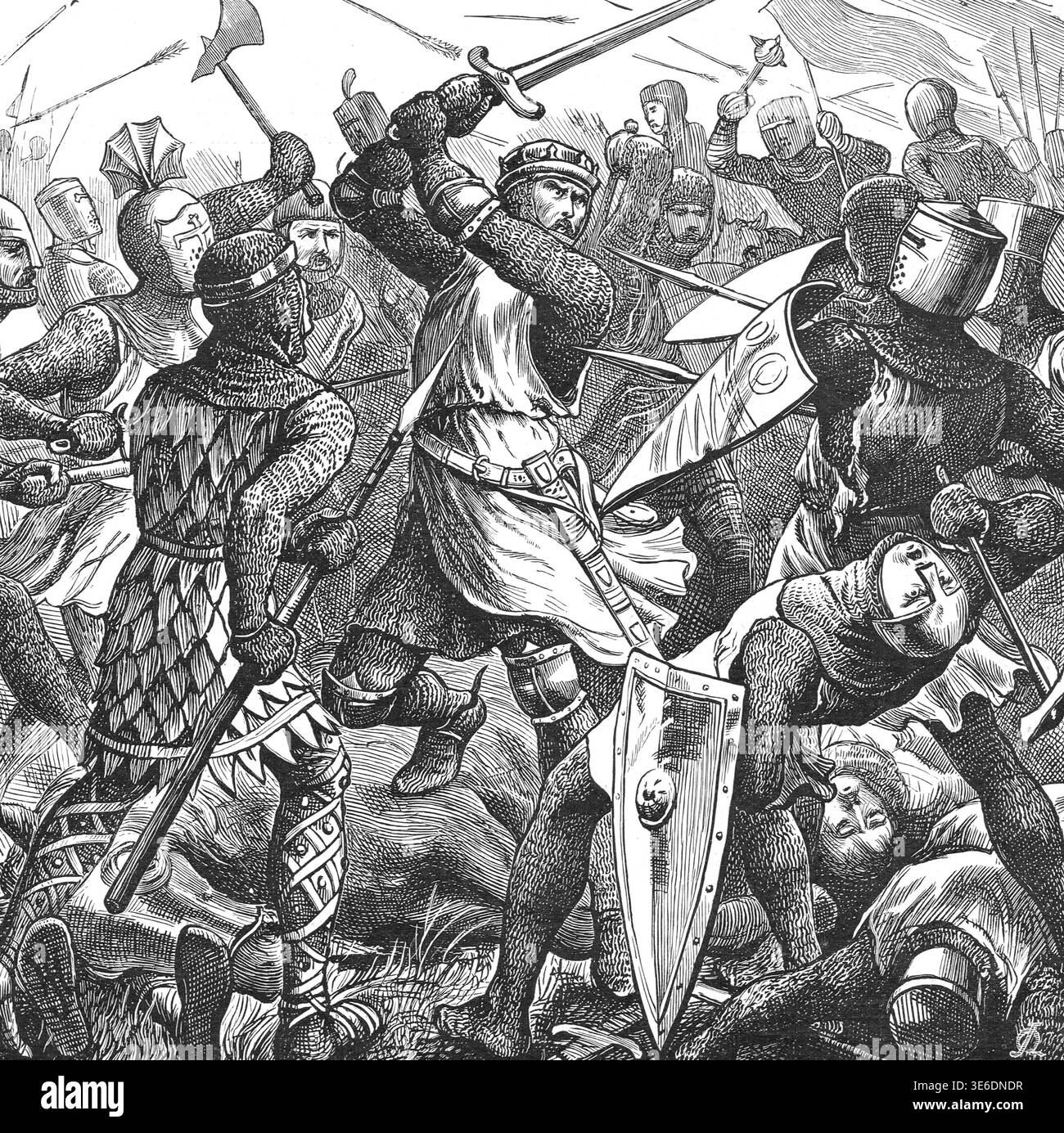 Nessun trimestre di traditori,Simon de Montfort, Earl di Leicester nella battaglia di Evesham,4 Agosto 1265 Foto Stock
