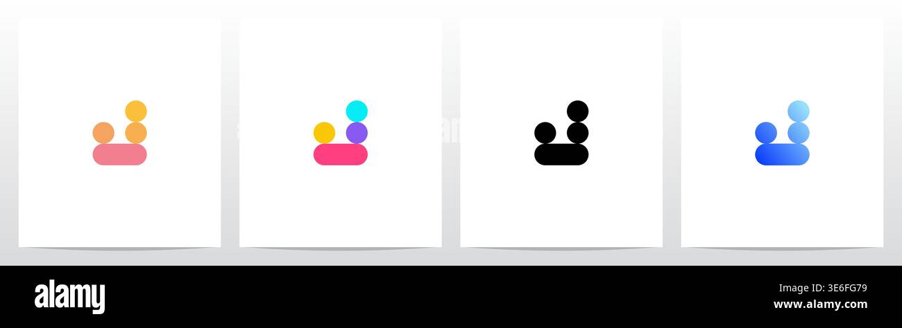 Design a forma di cerchio e capsula Logo a forma di lettera colorata J Illustrazione Vettoriale