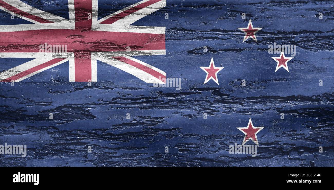 Bandiera della Nuova Zelanda - bandiera realistica del tessuto ondulato Foto Stock