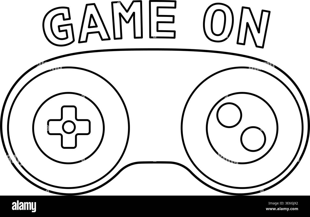 Controller di gioco retro syle con illustrazione vettoriale Game On Illustrazione Vettoriale