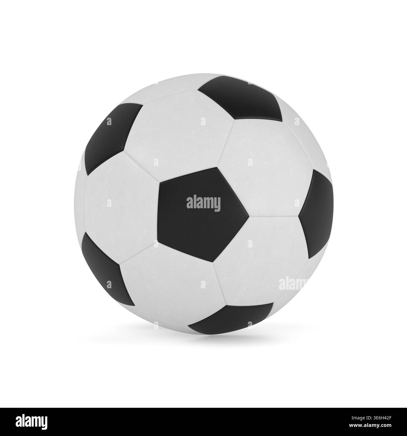 Pallone da calcio in pelle su sfondo bianco. Illustrazione 3D isolata Foto Stock