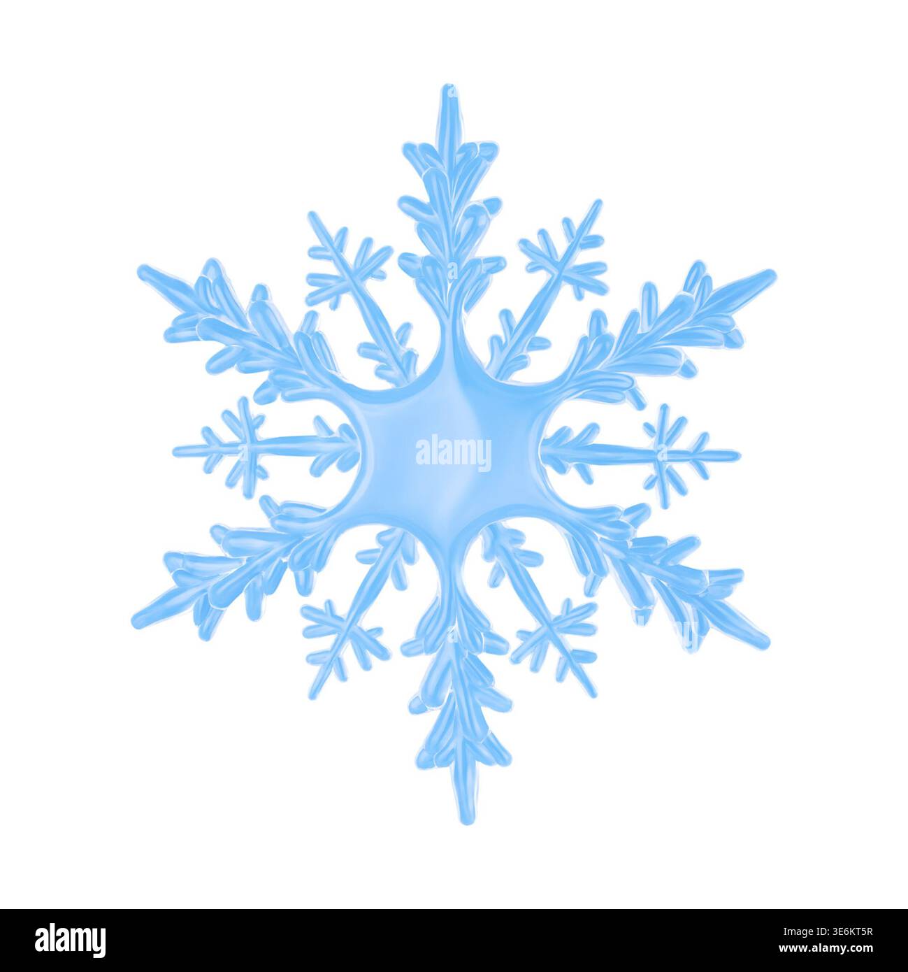 Fiocco di neve blu isolato su sfondo bianco. Foto di scorta. Foto Stock