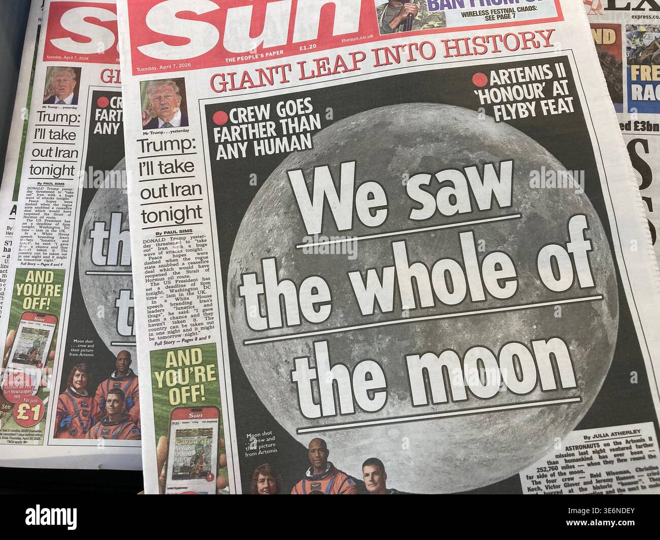 Un giornale britannico, Artemis II, ha visto tutta la Luna Foto Stock