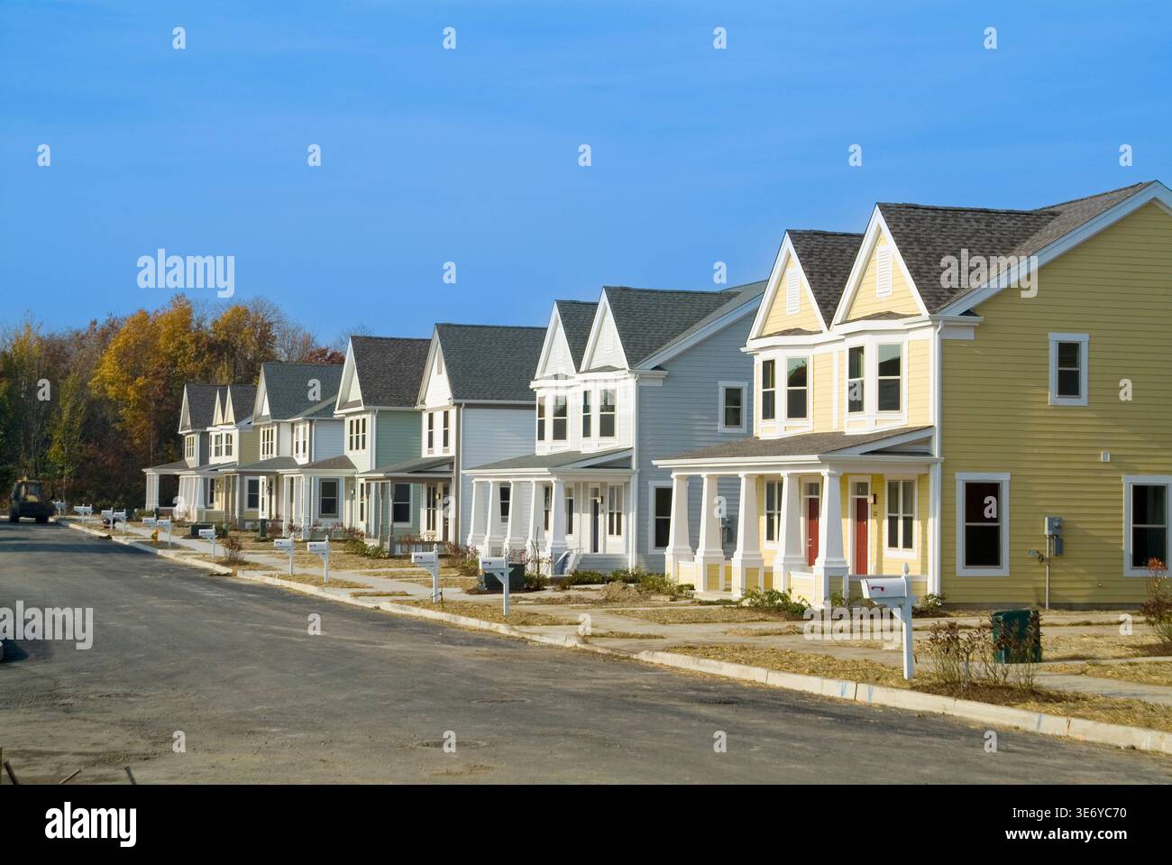 Nuova costruzione suburbana del quartiere, Pennsylvania USA Foto Stock