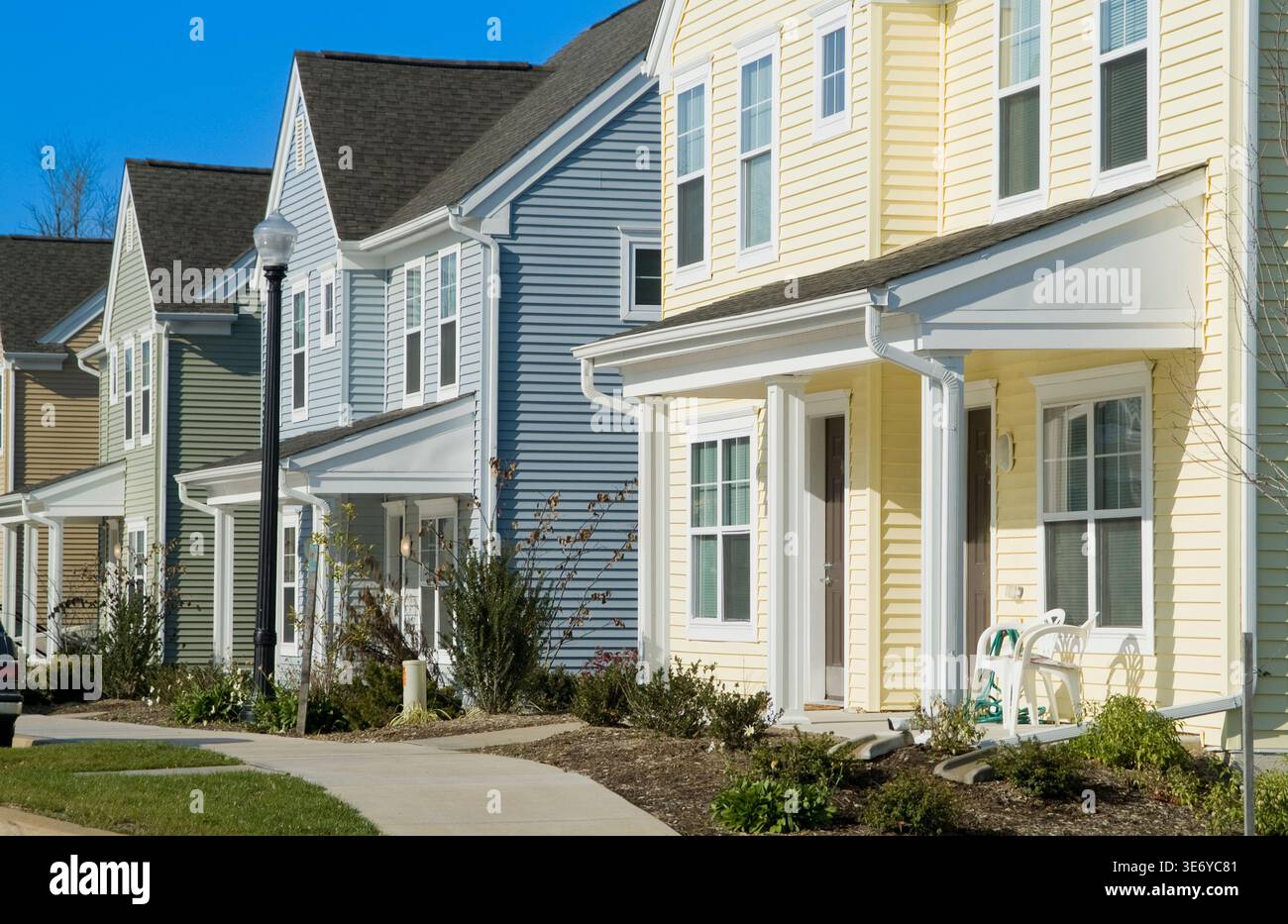 Nuova costruzione suburbana del quartiere, Pennsylvania USA Foto Stock