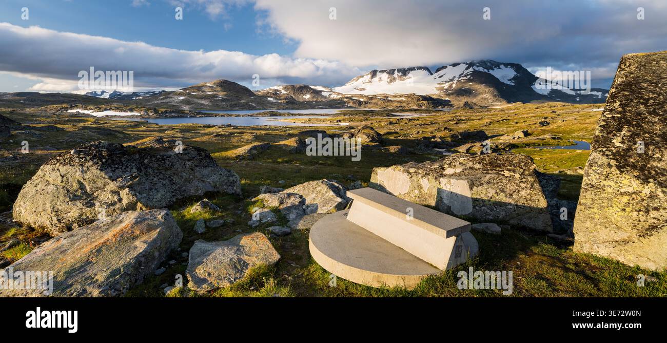 Area di sosta, Fannaraki, Sognefjell, Jotunheimen National Park, Vestland, Norvegia Foto Stock
