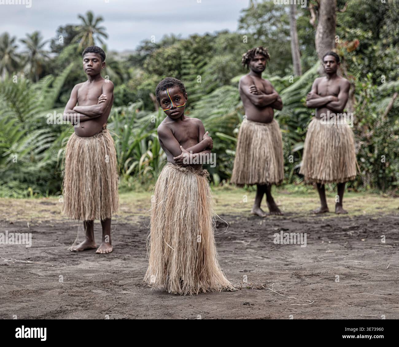 Danza Kastom (spettacolo di danza tradizionale). Imayo, Tanna Island, Vanuatu. Foto Stock