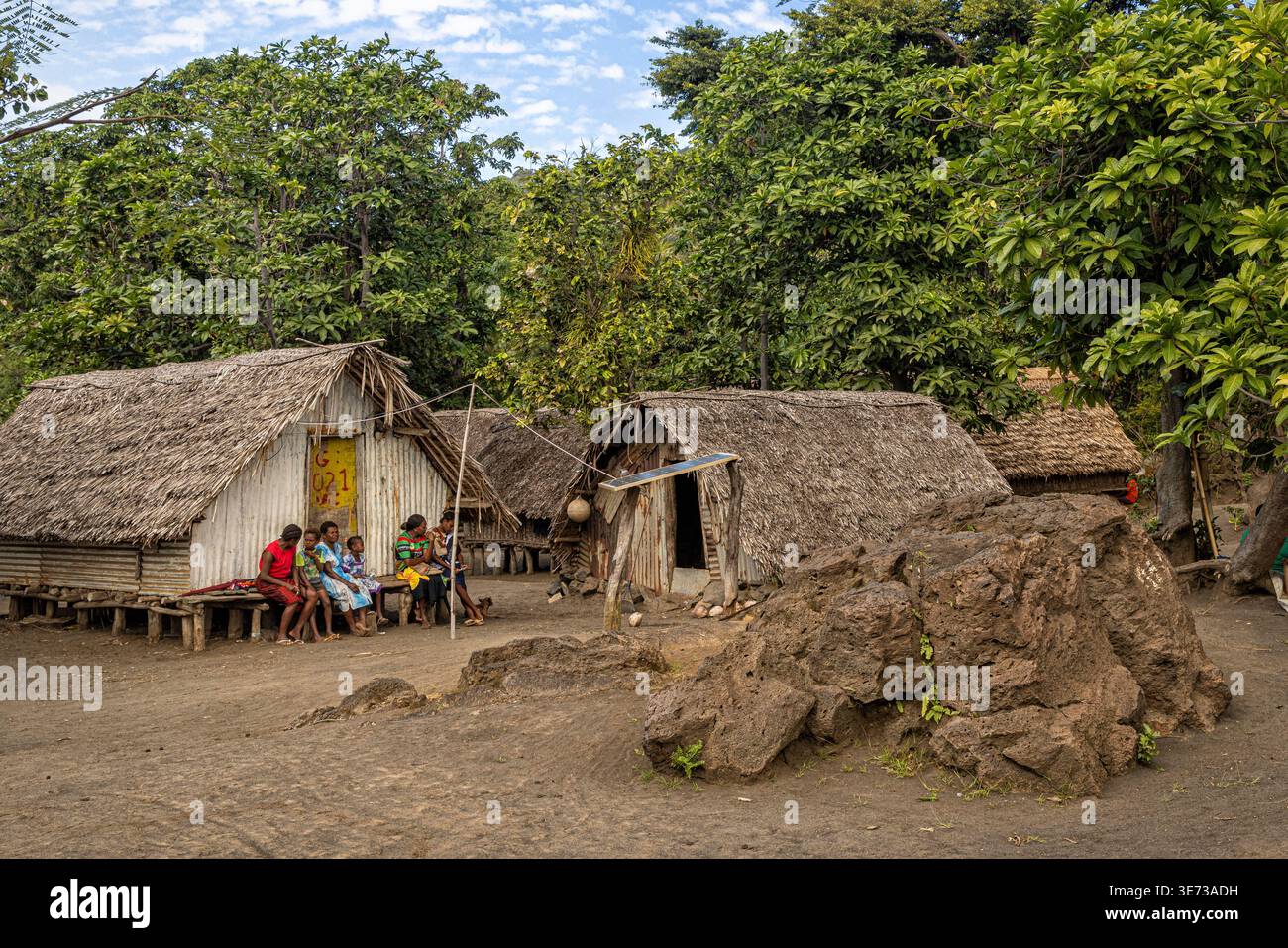 Vita da villaggio a Lamakara (villaggio di John Frum), Tanna Island, Vanuatu. Foto Stock