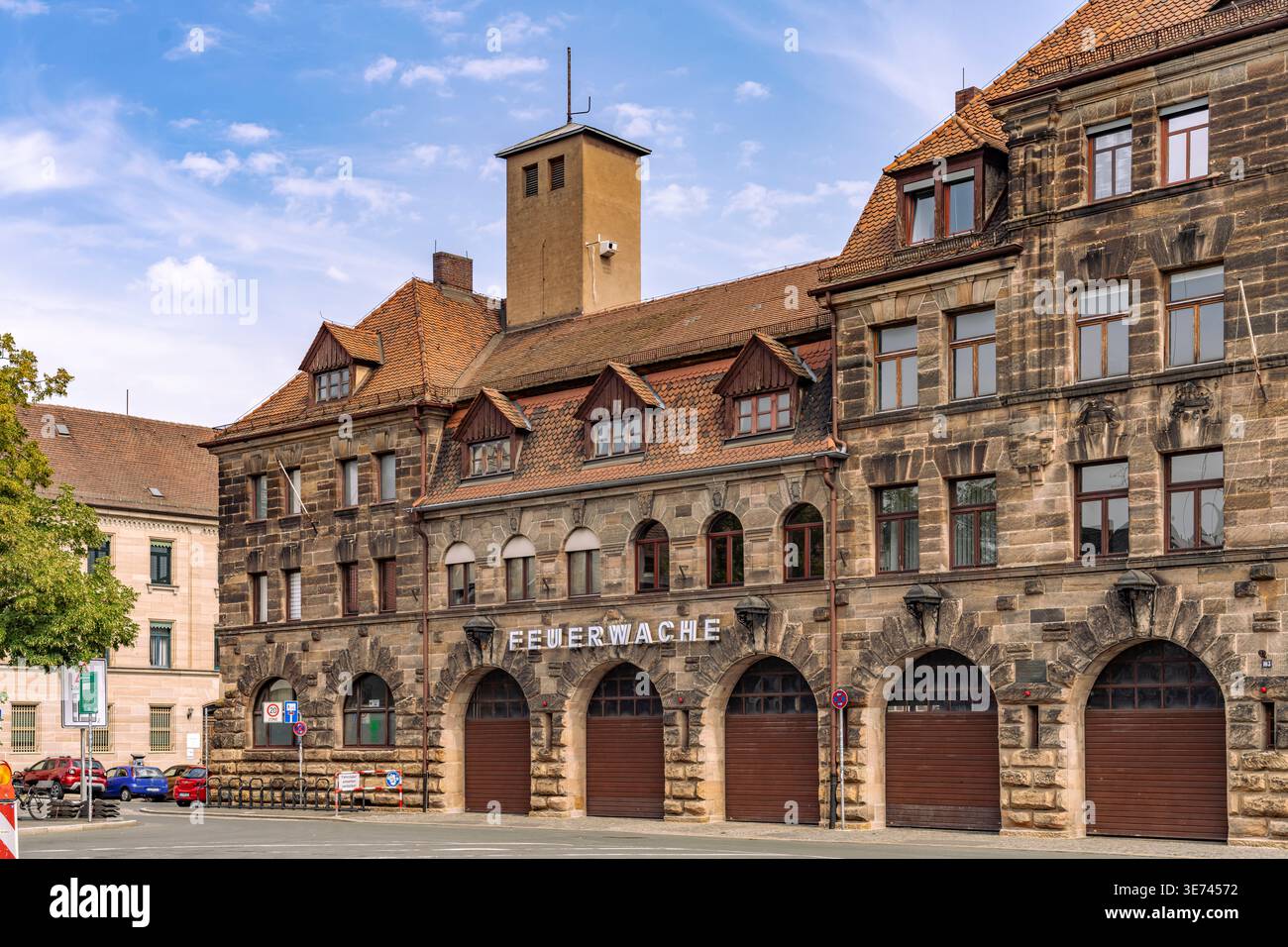La vecchia caserma dei vigili del fuoco di Fürth, Franconia centrale, Baviera, Germania Foto Stock