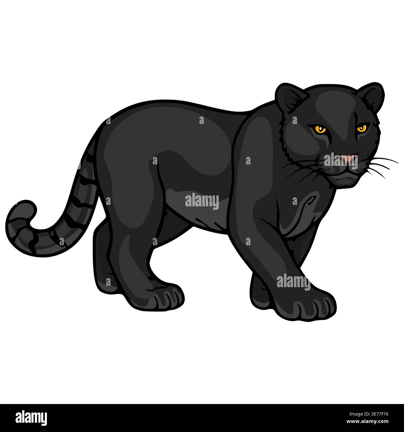 Illustrazione del vettore Black Panther, feroce Feline Predator con occhi gialli Illustrazione Vettoriale