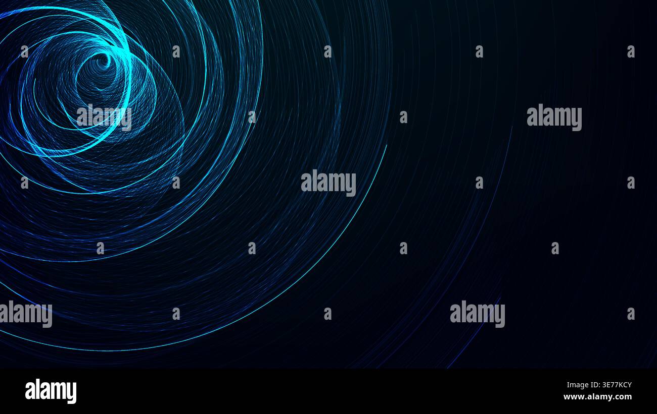 Vortice al neon blu astratto e luce soffusa su sfondo scuro per una tecnologia futuristica e un'innovazione digitale con un senso dinamico di movimento Illustrazione Vettoriale