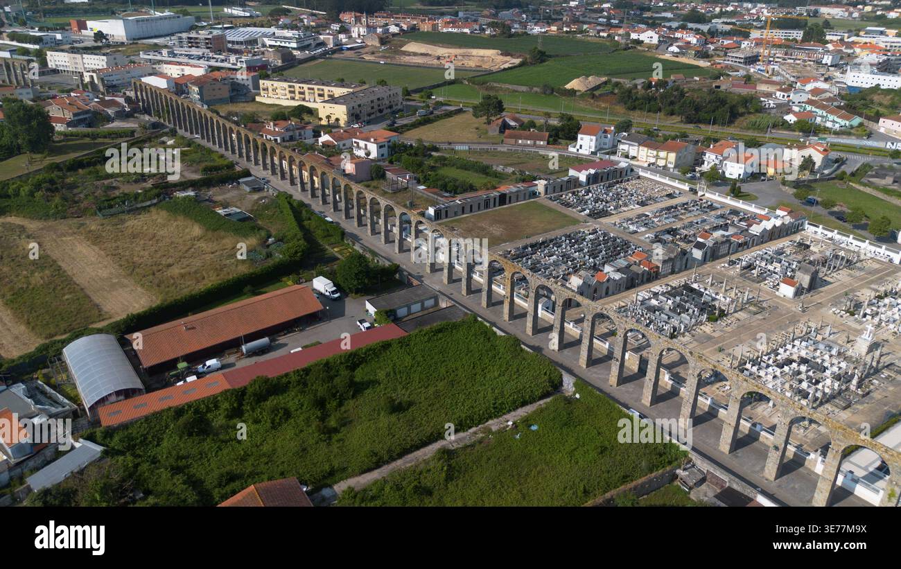 Foto drone Aqueduto de Santa Clara Portogallo Europa Foto Stock