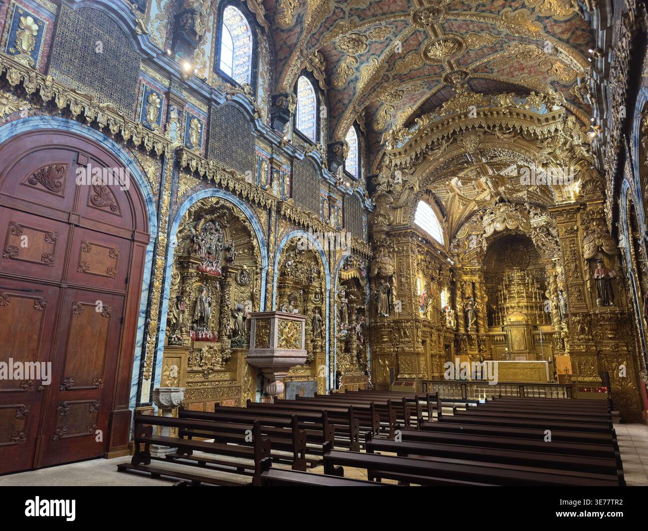 Interno Igreja de Santa Clara Porto Portogallo Europa Foto Stock