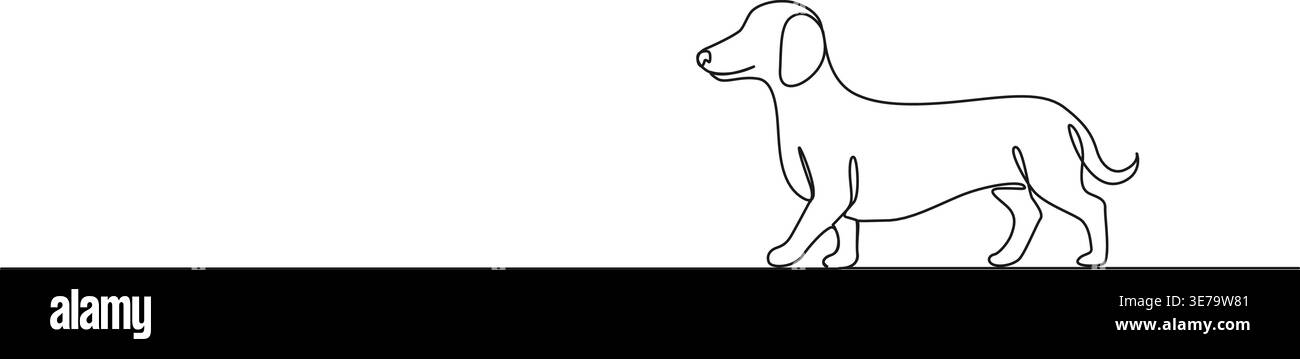disegno a linea continua di un dachshund, illustrazione vettoriale di line art Illustrazione Vettoriale