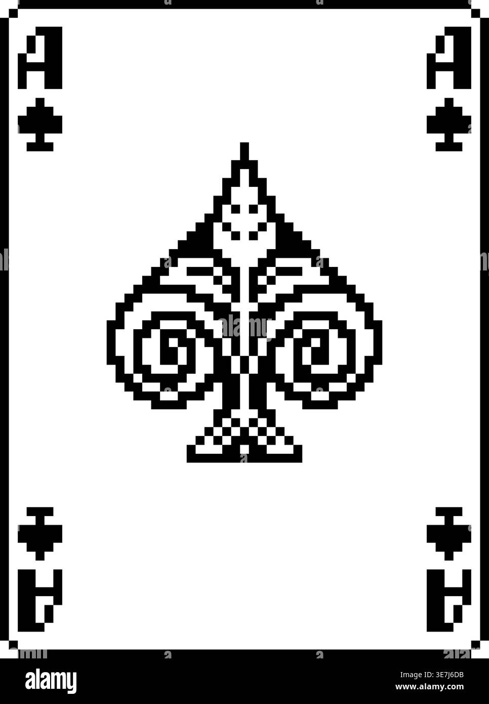 Stile Pixel Art Ace of Spades gioco disegno scheda Illustrazione Vettoriale