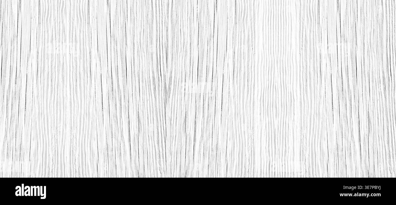 Vecchia superficie in legno verniciato bianco incrinato, struttura widescreen. Rustico fondo in legno bianco vintage con grande texture Foto Stock