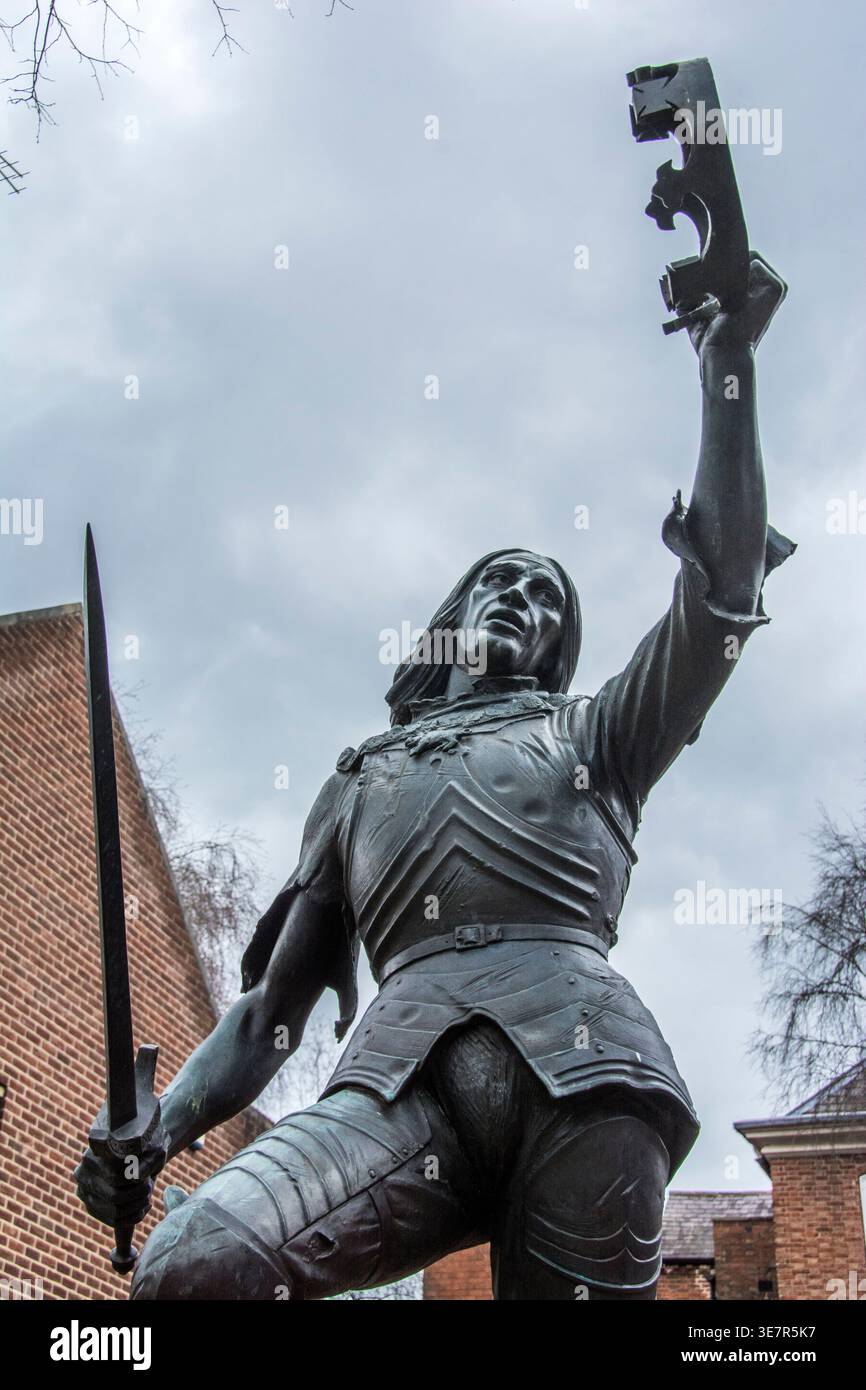 Statua del re Riccardo III in vista ravvicinata Foto Stock