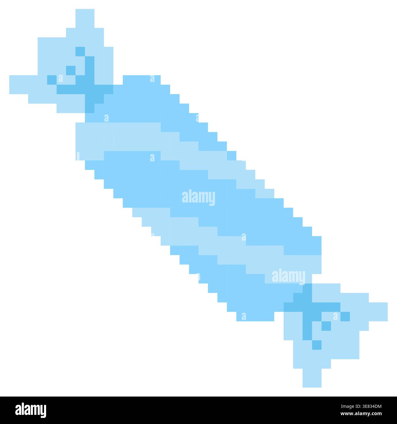 Caramelle con rivestimento in pixel blu in stile retrò a 8 bit. Perfetto per le risorse di gioco e il design creativo Illustrazione Vettoriale