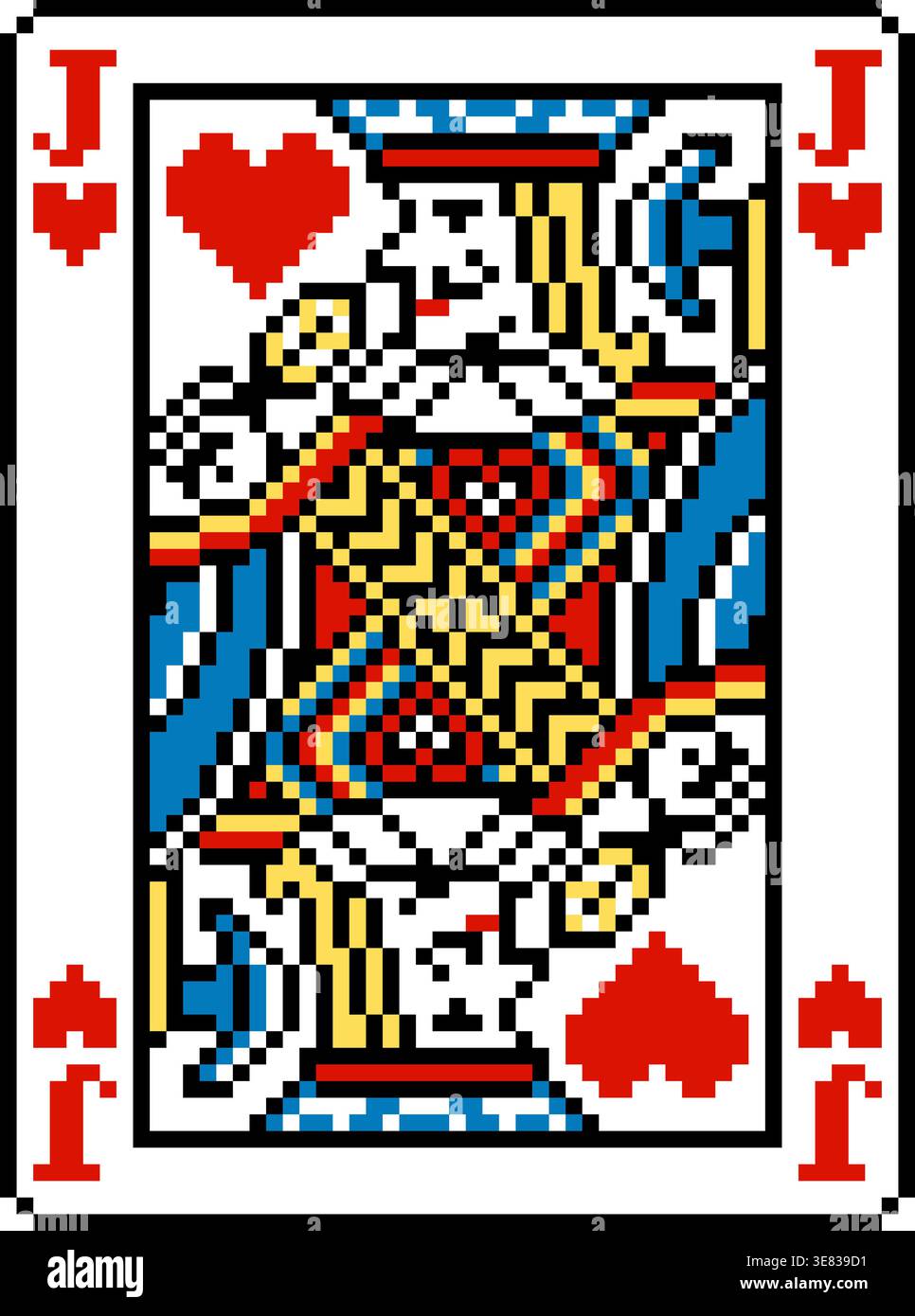 Pixel Art Jack of Hearts gioco di carte Illustrazione Vettoriale
