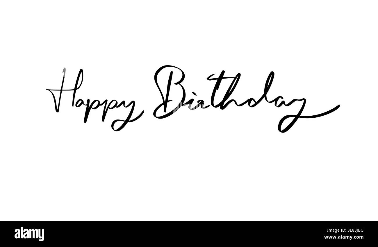 Buon compleanno a voi testo font calligrafia scritta a mano scritta a mano icona oggetto colore nero buon compleanno a voi biglietto di auguri buon anniversario Foto Stock