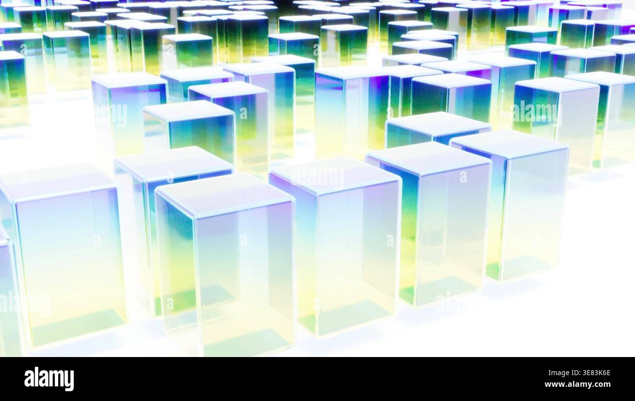 I cubi a gradiente di vetro bloccano il rendering 3d. Foto Stock