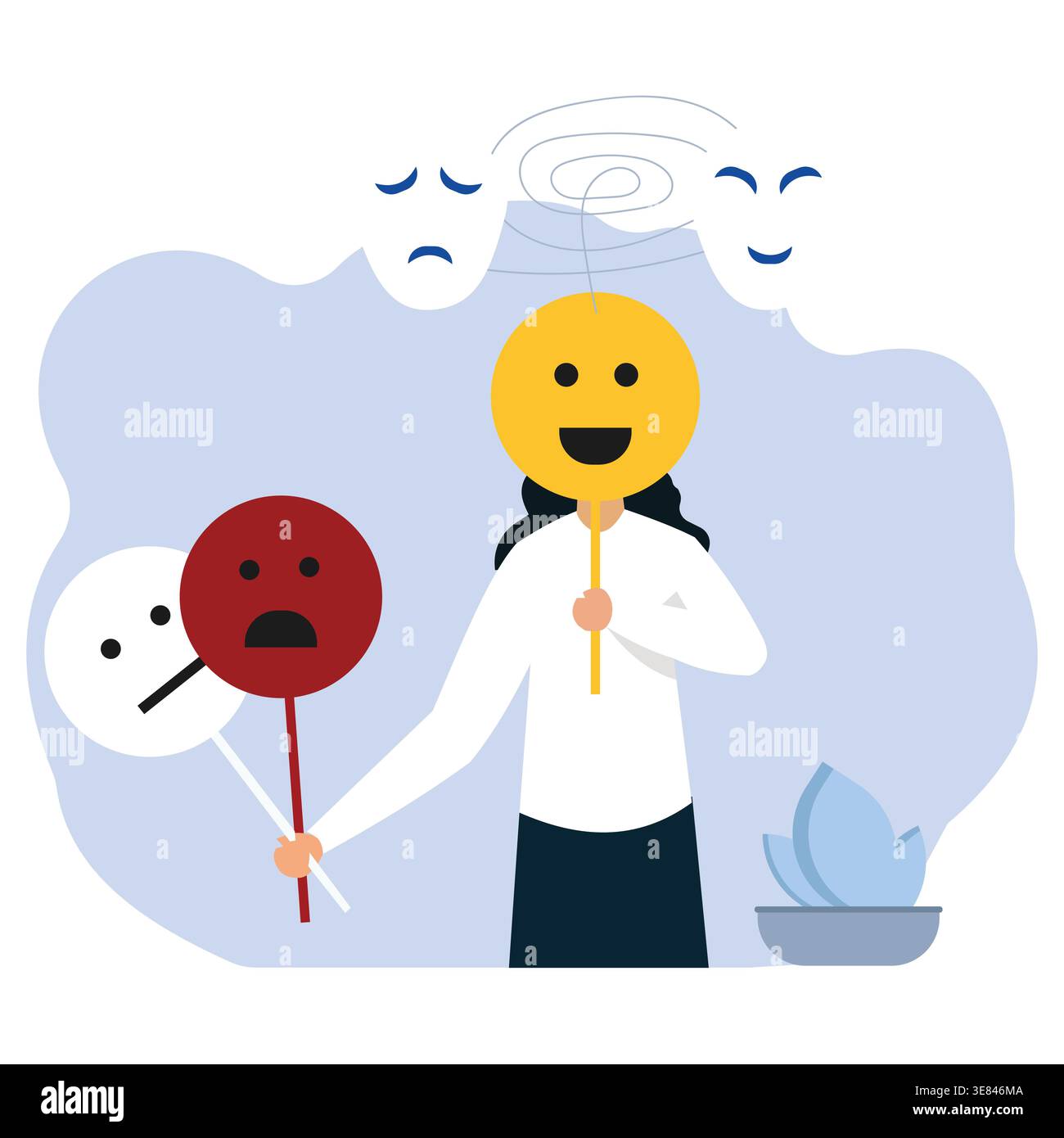 Bilanciare le emozioni e gli stati mentali attraverso la mentalità e la consapevolezza interiore Illustrazione Vettoriale