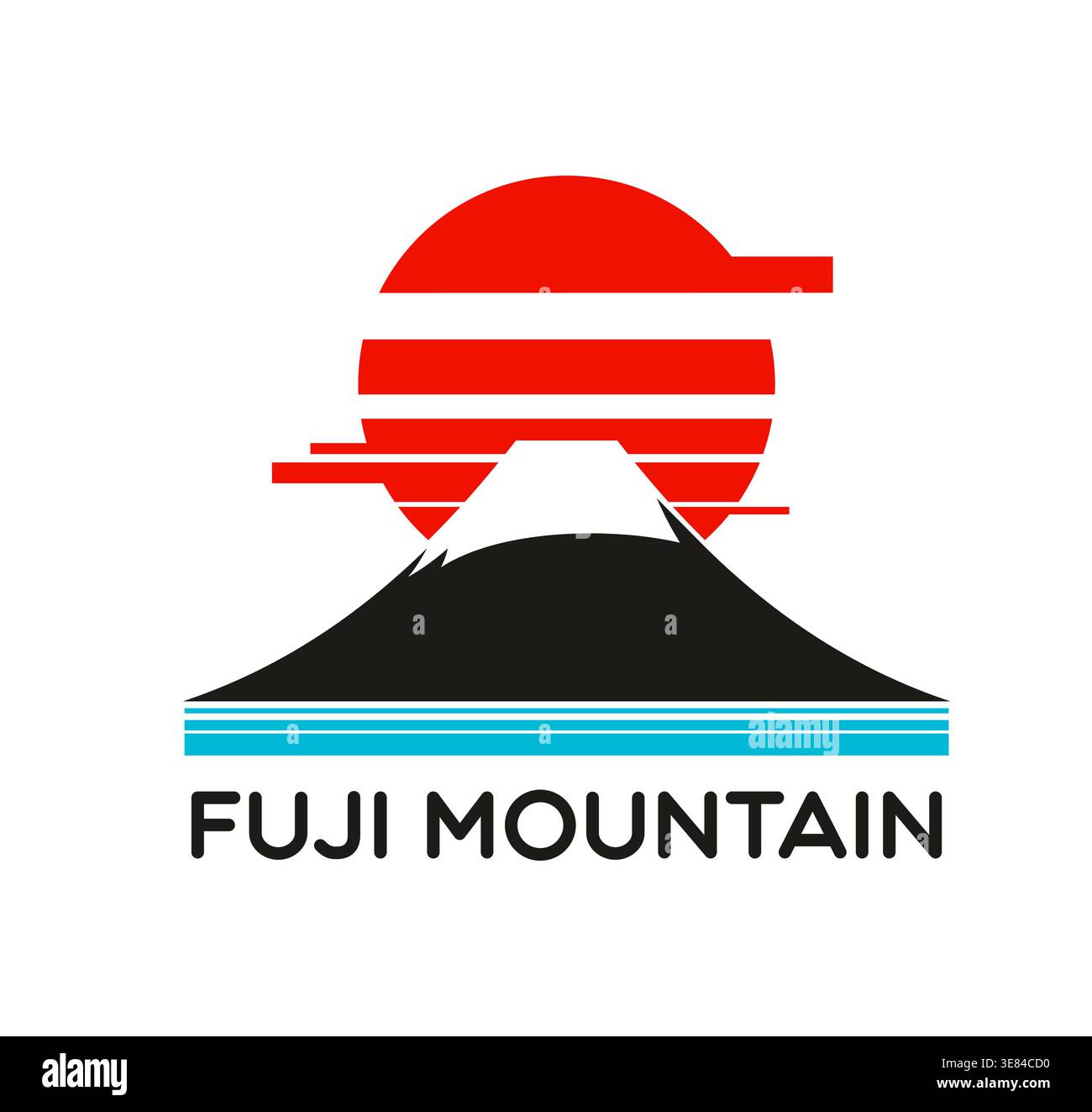 Vetta giapponese del monte Fuji e icona del ghiacciaio Illustrazione Vettoriale