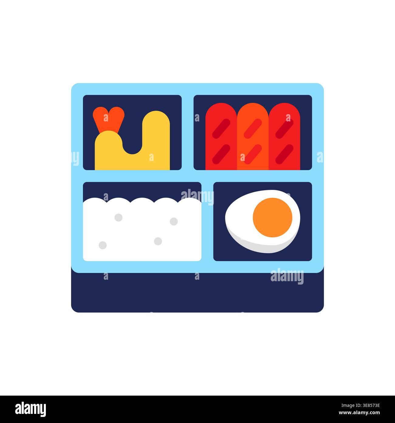Scatola Bento giapponese con salsiccia di gamberi fritti e illustrazione Egg Vector Illustrazione Vettoriale