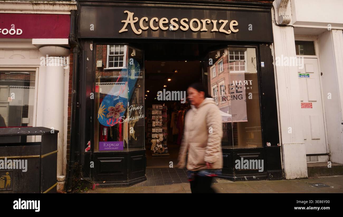 Il negozio di accessori nel centro di Winchester. Foto Stock