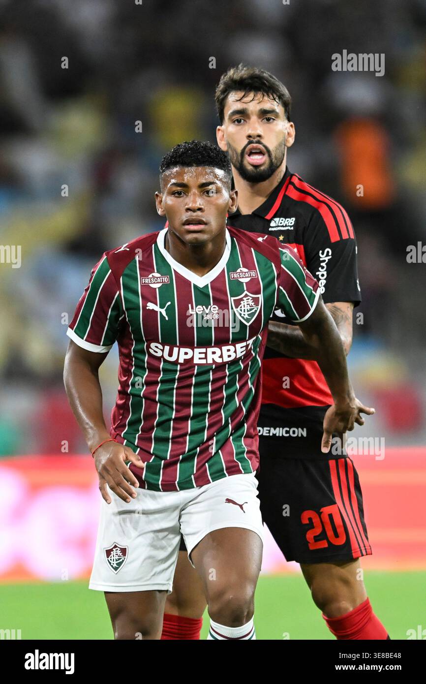 Rio de Janeiro, Brasile - 12 aprile 2026. La partita tra Fluminense e Flamengo, valida per l'undicesima prova del Campionato brasiliano di serie A, a. Foto Stock
