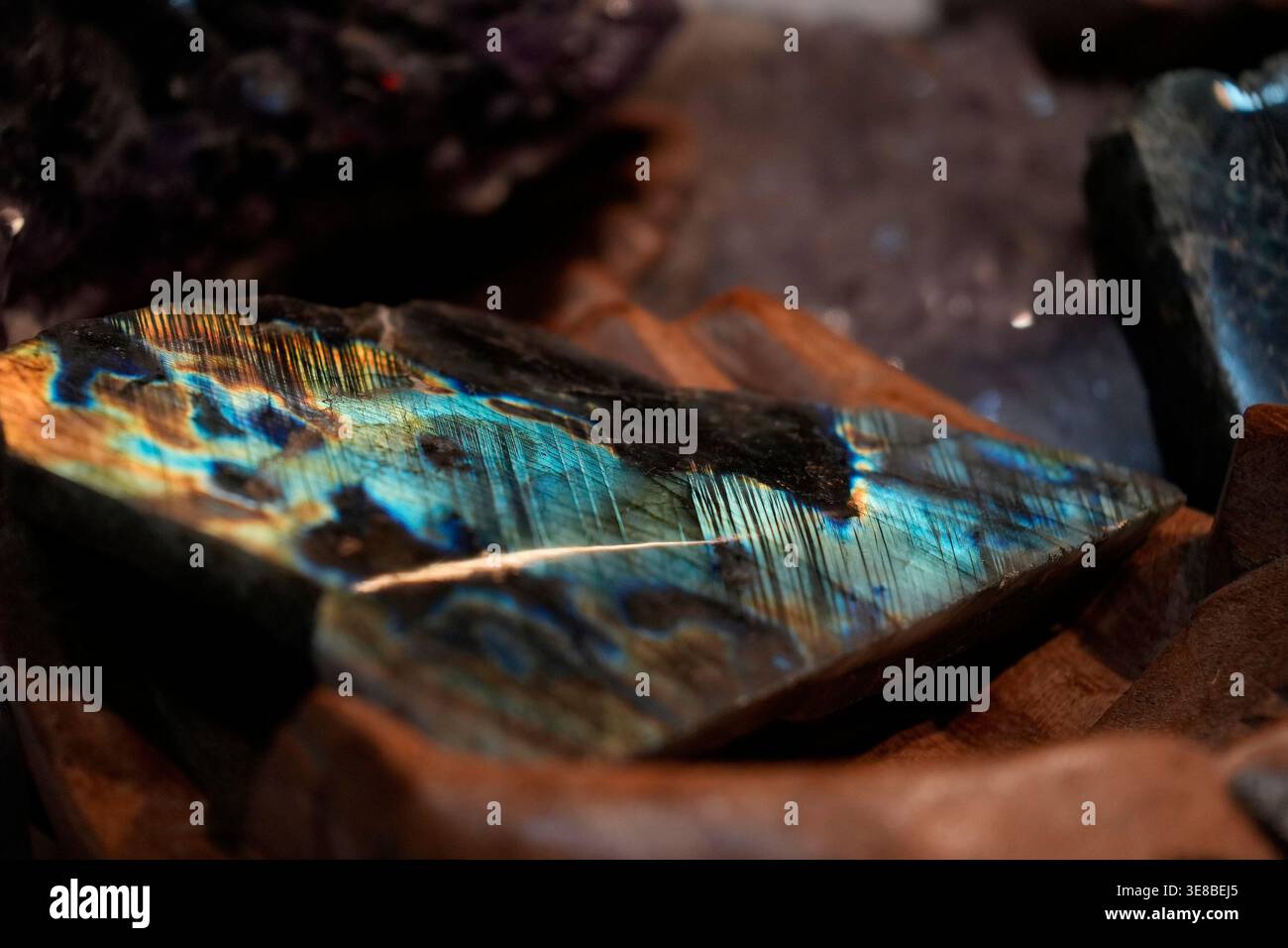 una pietra di labradorite dettaglio ravvicinato Foto Stock